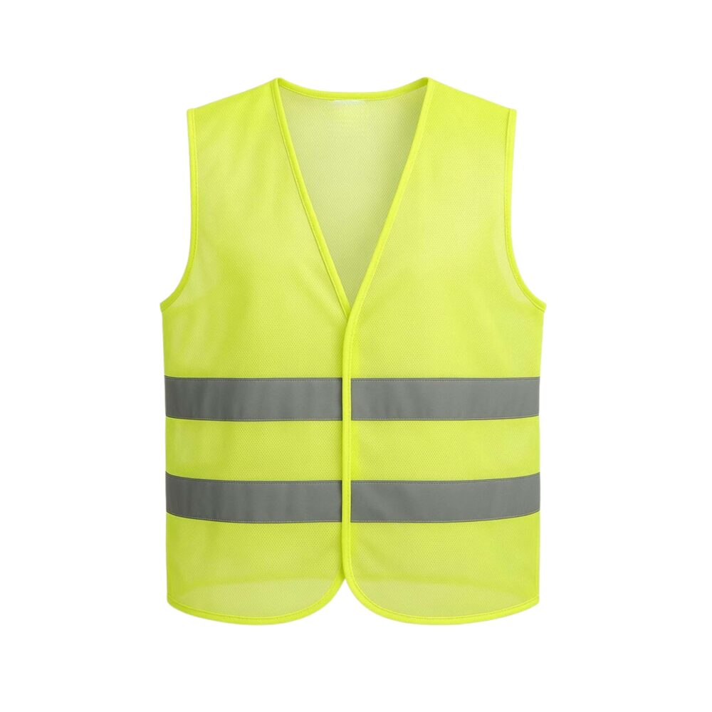 File reflektörlü ikaz yeleği – fosforlu, yüksek görünürlüklü iş güvenliği yeleği