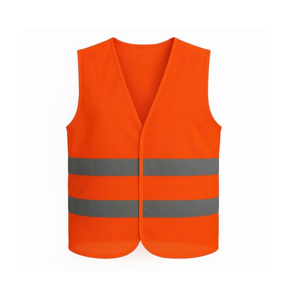 File reflektörlü ikaz yeleği – fosforlu, yüksek görünürlüklü iş güvenliği yeleği